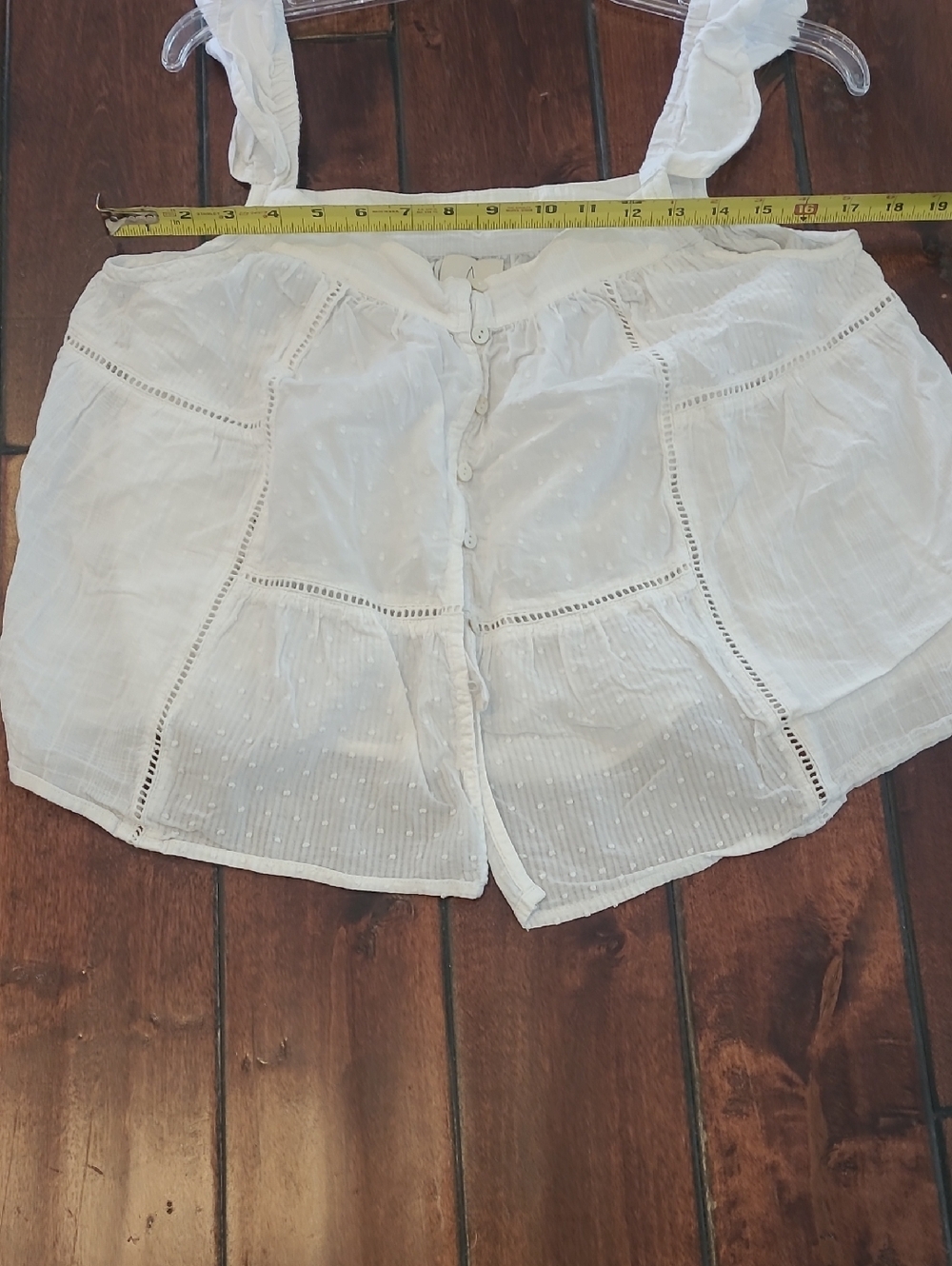 JoieWhite Ruffled Button-Front Cotton Tank Size M - Picture 7 of 8